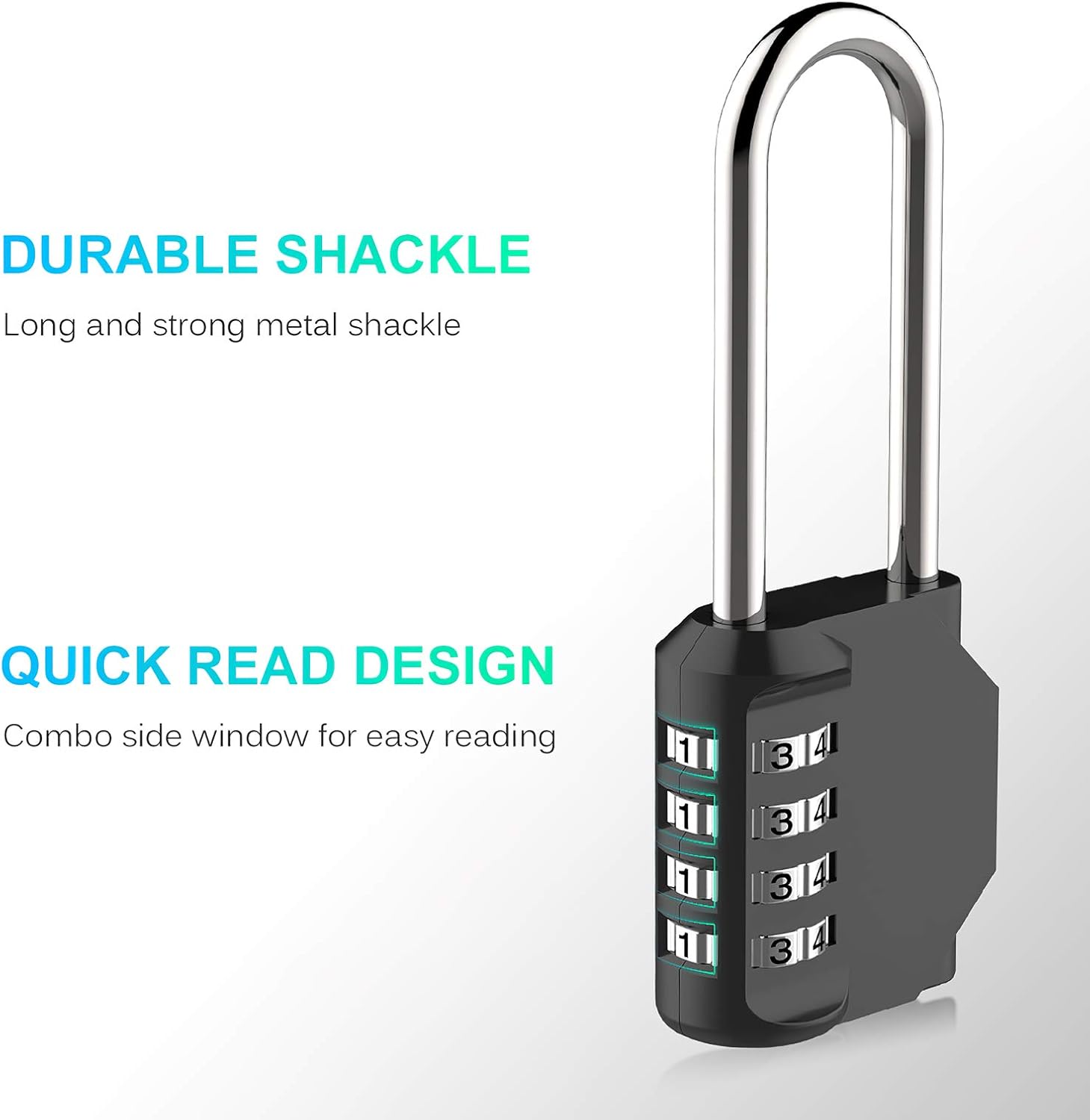 Puroma 2 Pack 2.6 Inch Long Shackle Combination Lock 4 Digit Outdoor Waterproof Padlock for School Gym Locker, Sports Locker, Fence, Gate, Toolbox, Case, Hasp Storage (Black) - - 