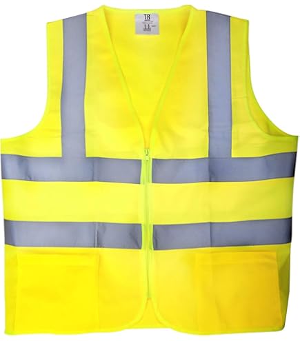 TR Industrial Neon Yellow Safety Vest, Front Zipper Knitted