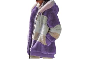 Lxitoler Fuzzy Fleece Jacket Womens Winter Hooded Cardigan Plus Size Sherpa Winter Coats Warm Outerwear with Pockets