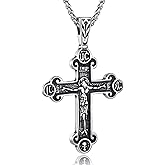 LILILEIDY Orthodox Cross Necklace for Men Women - Vintage Byzantine Crucifix Pendant, Stainless Steel Religious Christian Jewelry