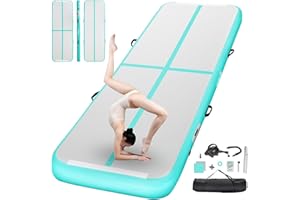 FBSPORT Inflatable Air Gymnastics Mat Training Mats 4/8 inches Thickness Gymnastics Tracks for Home Use/Training/Cheerleading/Yoga/Water with Pump