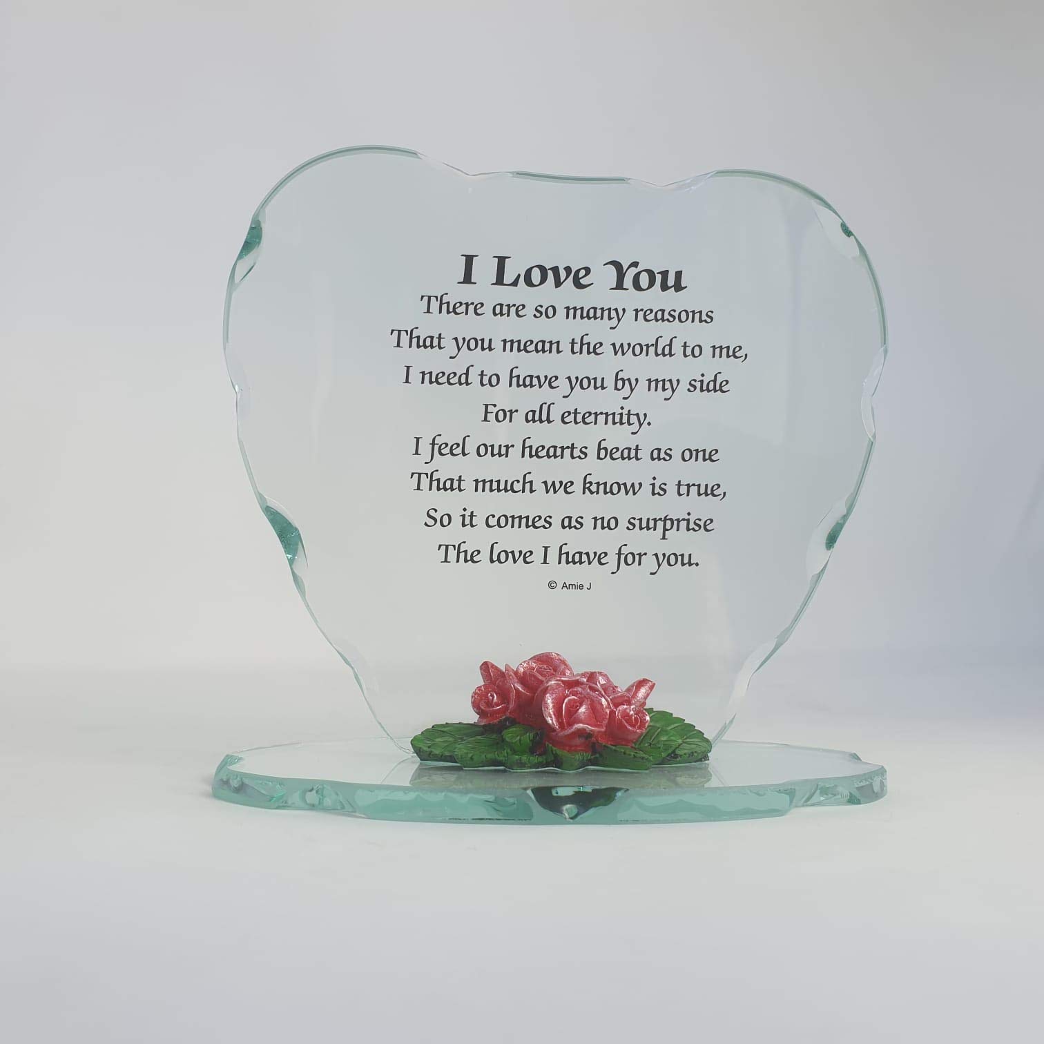 Special I Love You Lovely Glass Heart Shaped Plaque with Verse Keepsake Valentines Day Gift | Makes a Really Thoughtful Decor for Any Occasion, Birthday, Mothers Day, Wedding, Christmas Etc