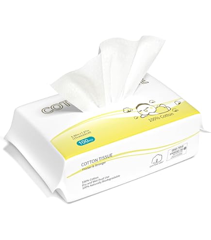 Lot 360 Lingettes Sèches Coton 20x20 Cm – Peau Sensible, Démaquillantes, Bébé, Visage, Voyage (6 Paquets X 60)