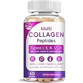Multi Collagen Peptides Softgel - Type I, II, III, V, X - Hydrolyzed Collagen Peptides with Biotin, Vitamin C, Hyaluronic Aci