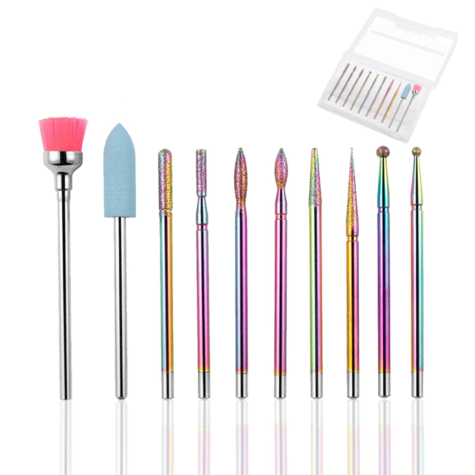 KASESSS 10 Pieces Efile Nail Drill Bits, Electric Nail File Bits, Professional Cuticle Drill Bit, Carbide Nail Drill Bits for Gel Nails, Nail Drill Bit Set for Manicure Pedicure, Home Salon Use