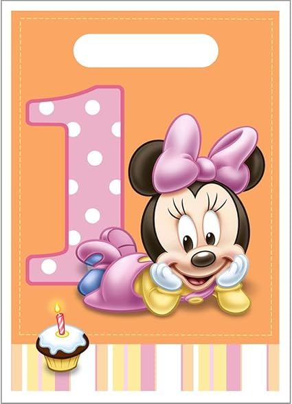 Amazon Com Minnie Mouse 1st Birthday Favor Bags 8ct Toys Games