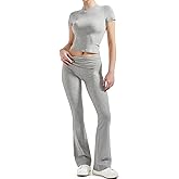 SUUKSESS Women 2 Piece Lounge Sets Going Out Y2K Foldover Pants Matching Pajamas