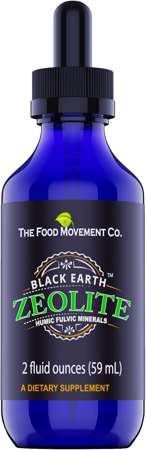 The Food Movement Black Earth Zeolite with Humic Fulvic Acids, Trace Minerals for Body Detox, Gut Health, Immune Support - 2oz Liquid Drops Supplement