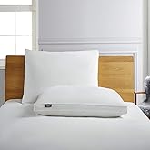 Serta 233 Thread Count White Goose Feather Down Fiber Pillows with Gusseted Supportive Jumbo Size Pillows Set of 2 Pack 100% Cotton Hotel Collection Bed Pillow for Side Sleeper