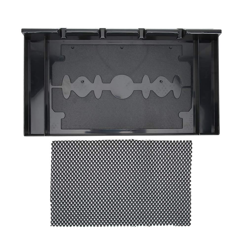 Barber Tray with Notches, Salon Anti-slip Clipper Organizer in Black - Professional Hair Trimmer Holder