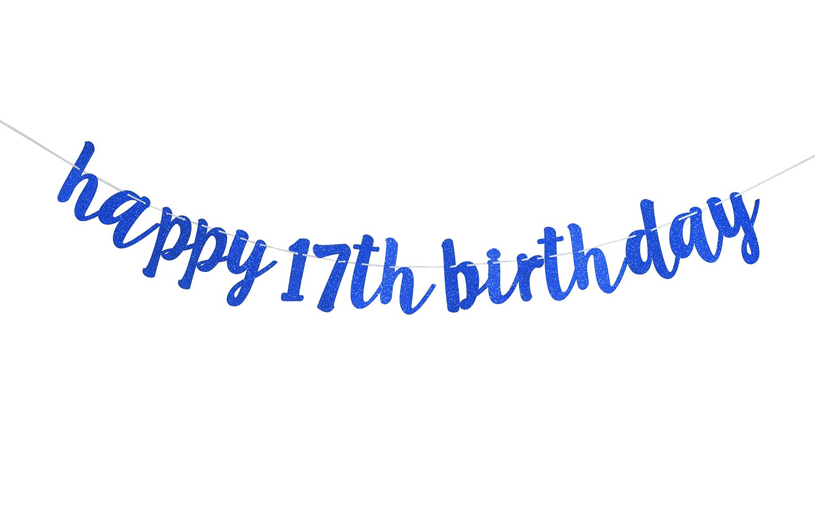 bng-bng 17th Birthday Banner Decorations for Boys Blue Happy 17th Birthday Bunting 17 Banner Glitter Hanging Letter Garland for 17 years Old Party Decoration Photo Backdrop Blue