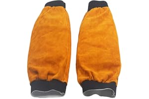 Jewboer Leather Welding Sleeves Heat Flame Resistant Arm Protection for Welder 16.5" Long