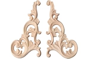 Misright 1 Pair Wood Carved Corner Onlay Applique Frame Decor Furniture Unpainted Home
