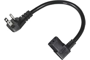 90 Degree Computer Power Cord Right Angle - 1FT Flat Plug NEMA 5-15 Plug to IEC C13 Power Cord,Universal PC Power Supply Cord