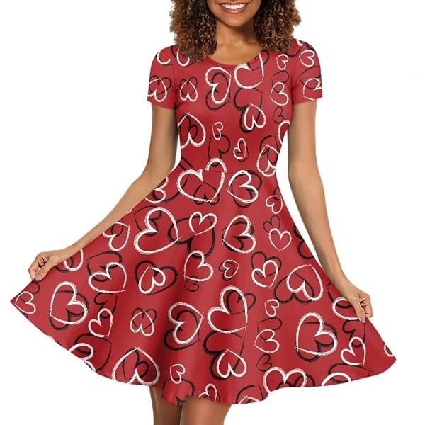 ENLACHIC Women's Summer Floral Lemon Print Dress - Short Sleeve Swing Midi Dress In Black Strawberry