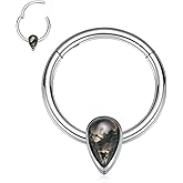 FUNLMO Septum Ring Nose Ring Hoop Daith Piercing Jewelry 316L Surgical Steel Tragus Helix Rook Piercing Jewelry Agate Cartilage Earrings for Women Men