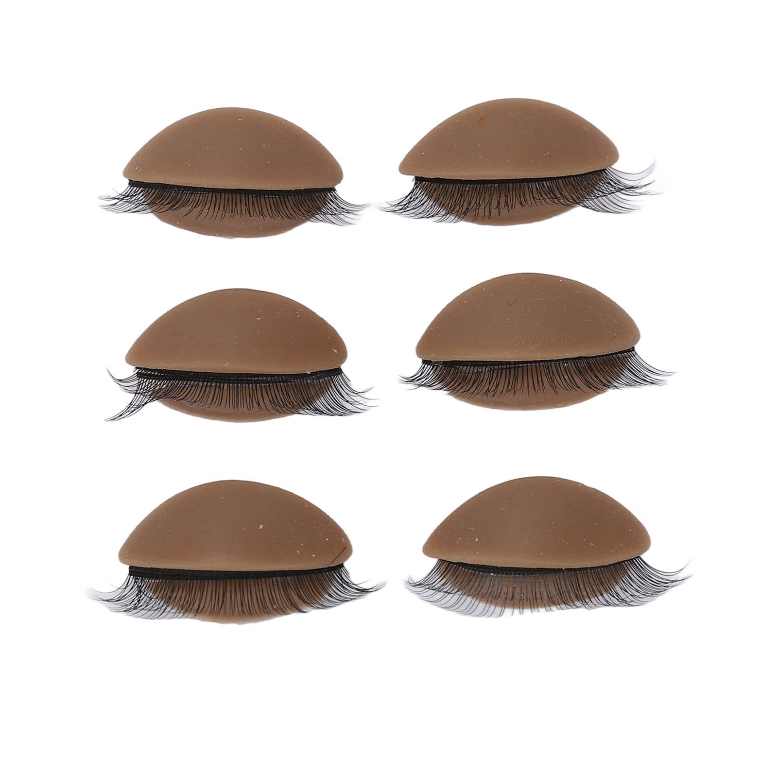 3 Pairs Replaced Eyelids Silicone Double Eyelashes Replacement Eyelids for Mannequin Head Practice Removable Eyelids with Double Layer Eyelashes Eyelash Extension Practice Eyelid (Brown)