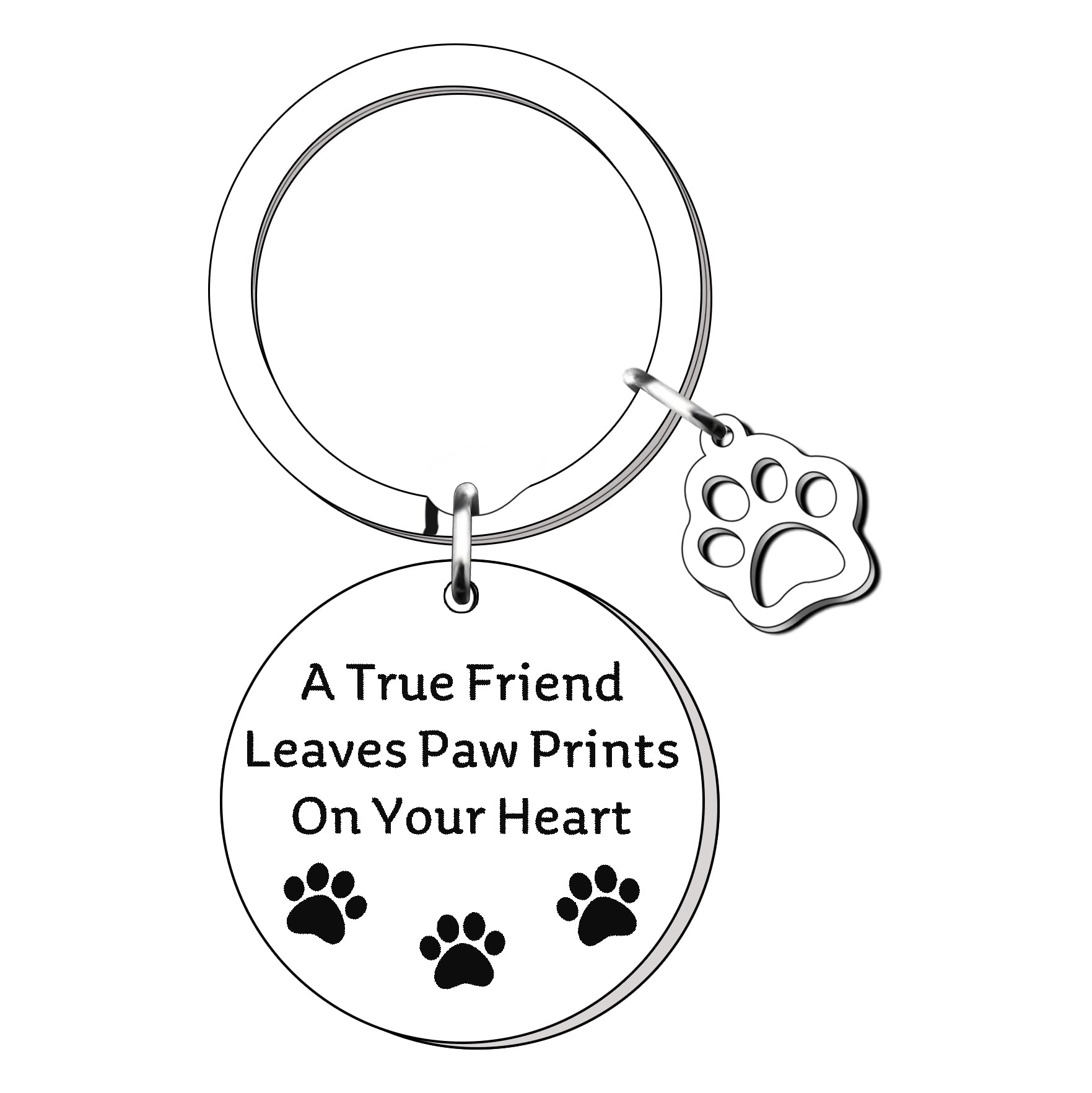 HULALA Pet Memorial Gift Loss Of Pet Dog Cat Sympathy Gifts Remembrance Pets Keyring - A True Friend Leaves Paw Prints On Your Heart