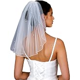 Bridal Wedding Pearl Veil 1 Tier Short Vails with Rhinestone for Bride | 1 Tier Bridal Wedding Veil, Women's Short Vails with Rhinestone for Wedding, Suitable for Bachelorette Party First Communion