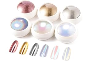100% Chrome Nail Powder BISHENGYF: Super NO.1 Metallic Effect Chrome Powder For Nails Gold Silver Red Laser Holographic White Pearl Nai l Chrom e Powde r for Nails Art Decoration
