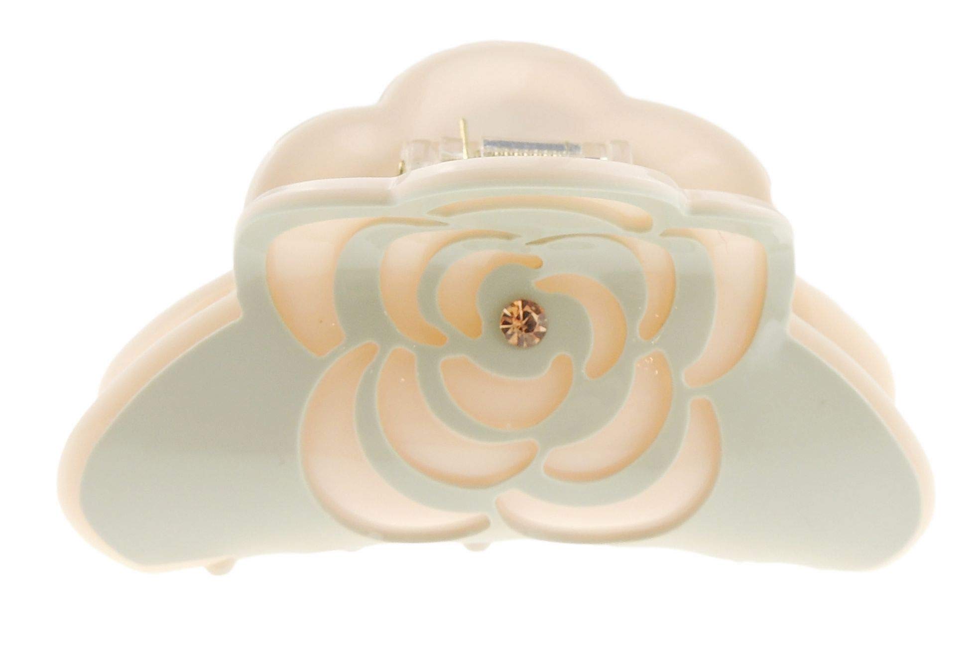 Women Girls Bulldog Wave Jaw Clip Octopus Clamp Grip Bridal Wedding Party Birthday Christmas Summer Styling Short Long Hair Plain Crystal Rose Flower Flower Claw (Pale Mint Cream)