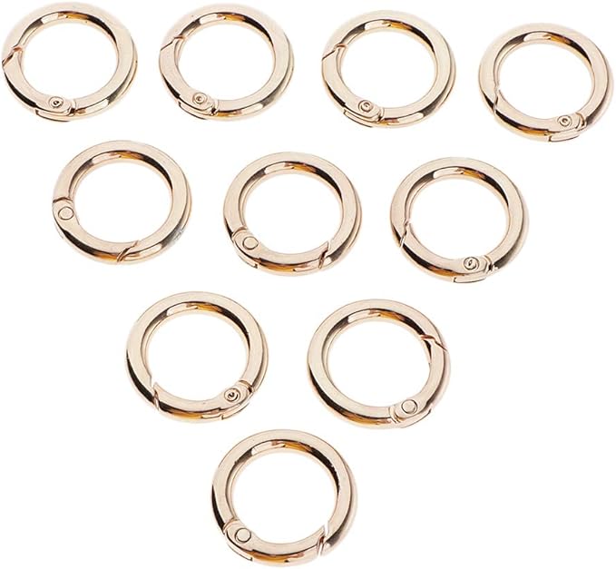 Prettyia 10 Pieces Carabiners Rings Metal Round Carabiner Loaded Gate