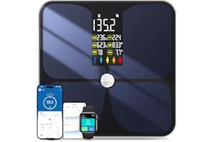 Lepulse Scale for Body Weight, Smart Digital Bathroom Weight Scale with BMI Muscle Mass 20 Body Composition Metrics,4.68"Large Display Body Fat Scales, Heart Rate, Accurate Bluetooth Weighing with App
