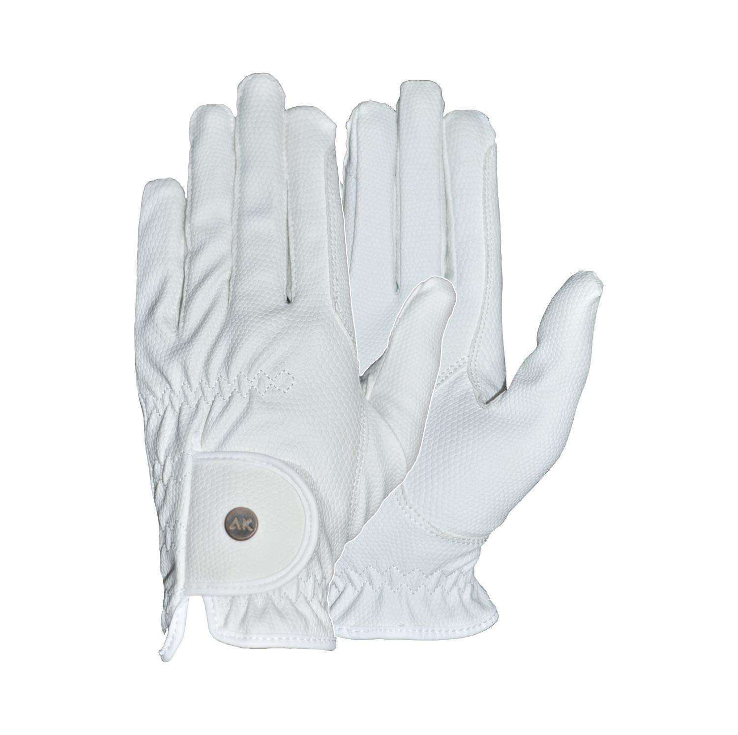 AK Synthetic Grip Horse Riding Gloves All Season Unisex Equestrian Gloves (White, XL)