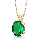 Gem Stone King 14K Yellow Gold 10X8MM Oval Gemstone Birthstone Pendant Necklace | Gold Necklace For Women | With 18 Inch Chain | Fine Jewelry Gifts for Her Mom Women Wife