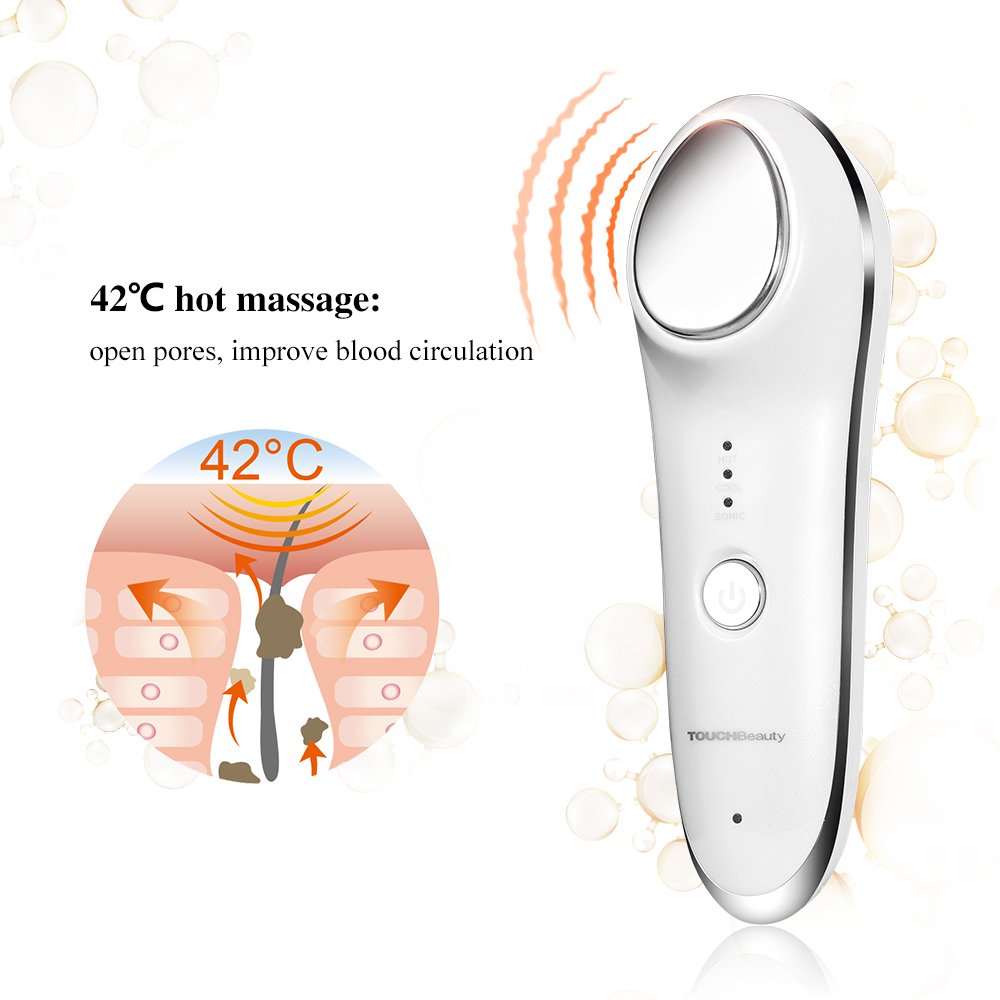 TOUCHBeauty Hot & Cold Facial Massager - Handheld Sonic Vibration Skin Rejuvenating Relaxation Device for Smoother Tighter Face, Skincare Warming & Cooling Beauty Tool for Women: Beauty