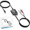 eSynic Professional 192KHZ Optical to RCA Adapter with Volume Control 7ft/2.1m DAC Digital to Analog Audio Converter Aluminium Alloy Shell Optical RCA Audio Cable for HDTV Blue-ray PS4 etc