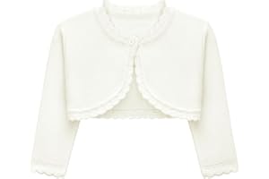 Lilax Girls' Long Sleeve Cardigan Knit Button Closure Bolero Shrug