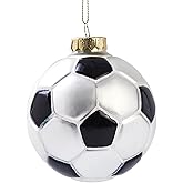 Hanging Christmas Ornaments 2025, Handcrafted Glass Blown Xmas Tree Decorations Holiday Ornaments Funny Gifts Collectible Winter Festival Decor for Home Party, Soccer Ball