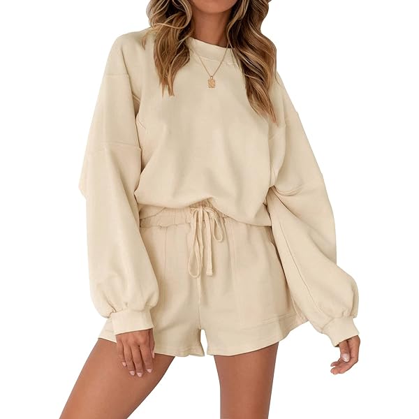 Women's 2-Piece Sweatshirt & Shorts Set - Casual Comfort Outfit For Lounging And Everyday Wear