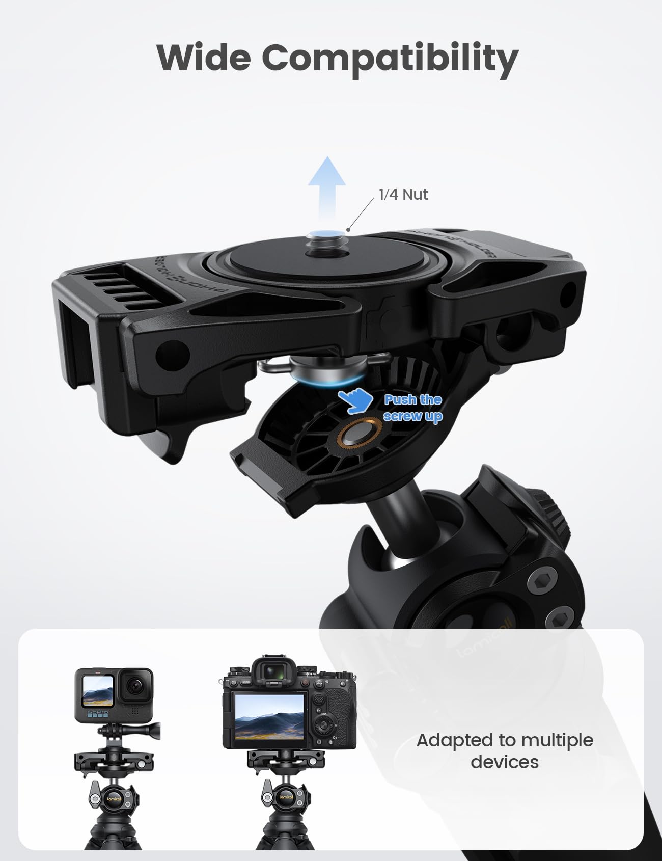 Lamicall Tripod for Camera - 3 in 1 Flexible Tripod for iPhone with Wireless Remote - iPhone Tripod Stand for Video Recording Vlogging Compatible with iPhone Samsung Go Pro, Small Digital Camera