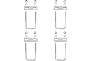 Aopin Square U-Bolt 1.77"(45mm) Inner Width U Bolts Brackets 304 Stainless Steel M8 with Nut, Plate, Washer for Car/RV/Trailer Bumper,4 Sets