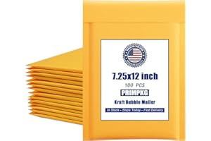 PRIMPKG 7.25in x 11in Kraft bubble mailer, ziplock mailer, yellow padded envelope, corporate waterproof padded bubble mailer for shipping, mailing, packaging (100PCS)