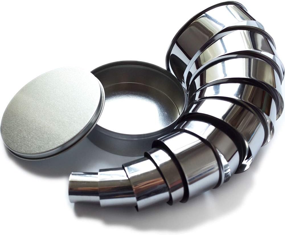 ScivoKaval Round Cookie Biscuit Cutter Cutters Set 11 pcs Circle Pastry Donut Doughnut Sizes Baking Stainless Steel Metal Ring Mold Molds with Compact Storage Tin