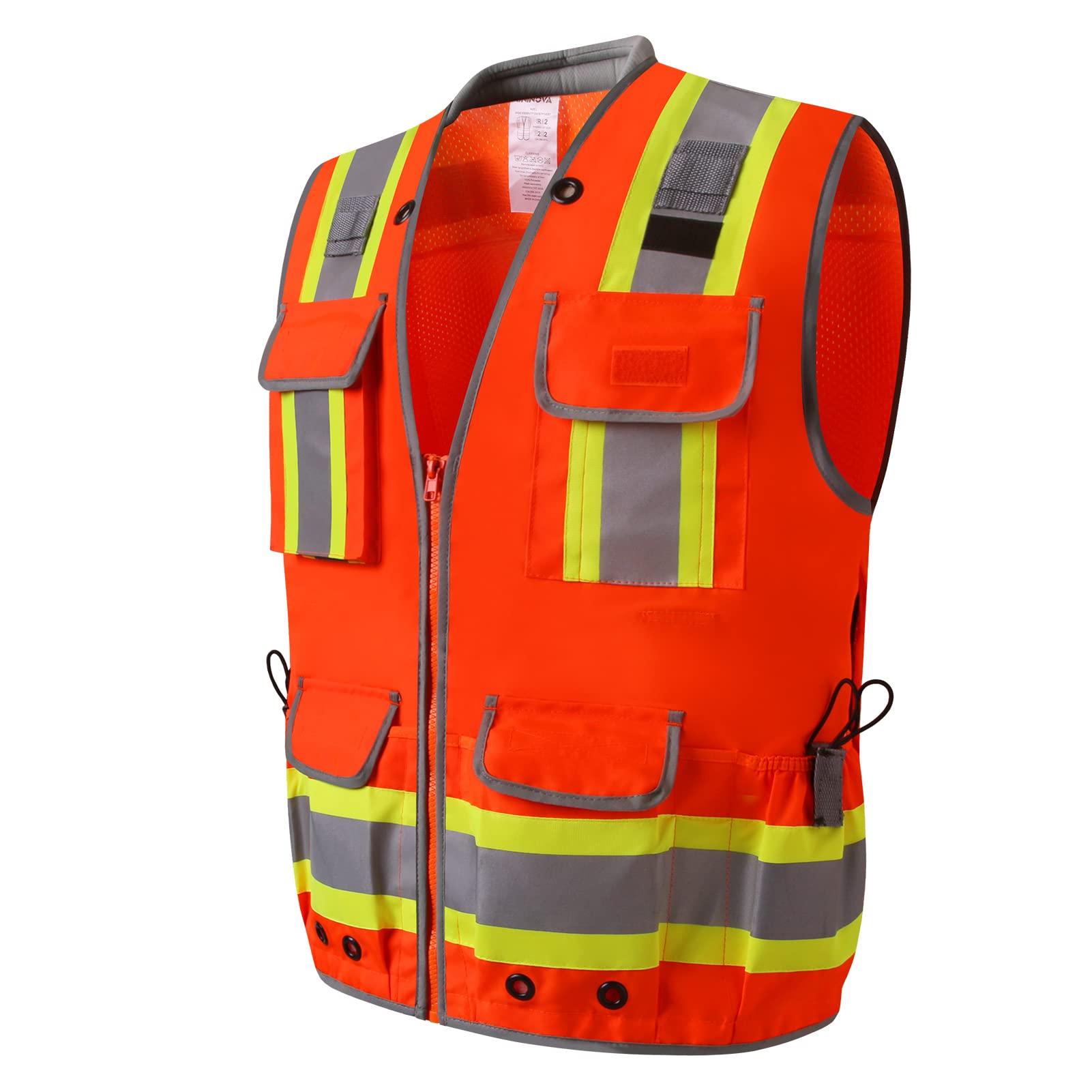 Photo 1 of UNINOVA Surveyor Safety Vest Reflective for Men, Class 2 Heavy Duty Safety Vests Reflective with Pockets and Zipper,High Visibility Construction Work Vest 