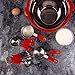 Rorence 18-8 Stainless Steel Measuring Cups and Spoons Set with Long Silicone Handle, Set of 12 - Red
