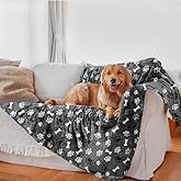 AIWEK Waterproof Dog Blanket, Pattern Printing Super Soft Warm Fluffy Facecloth Sofa Car Bed Protector, Urine Proof Washable Outdoor Pet Blanket for Puppy Large Dogs & Cats(paw & Bone40*30)
