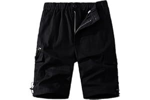 Mylldey Mens Cargo Shorts Elastic Waist Cotton Shorts Relaxed Fit Casual Outdoor Hiking Shorts with Multi Pockets