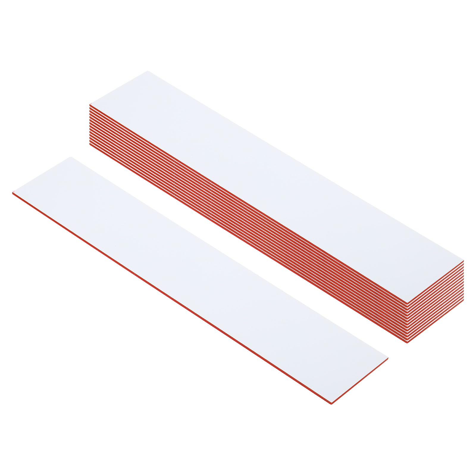 PATIKIL 10x2inch Blank Name Plates, 15Pcs Custom Engraved Name Plate Rectangle Laser Engraving Blanks for Personalized Office Desk DIY Painting Supplies, White, Red