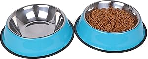 Whippy Stainless Steel Dog Bowl for Small,Medium and Large Pets Set of 2