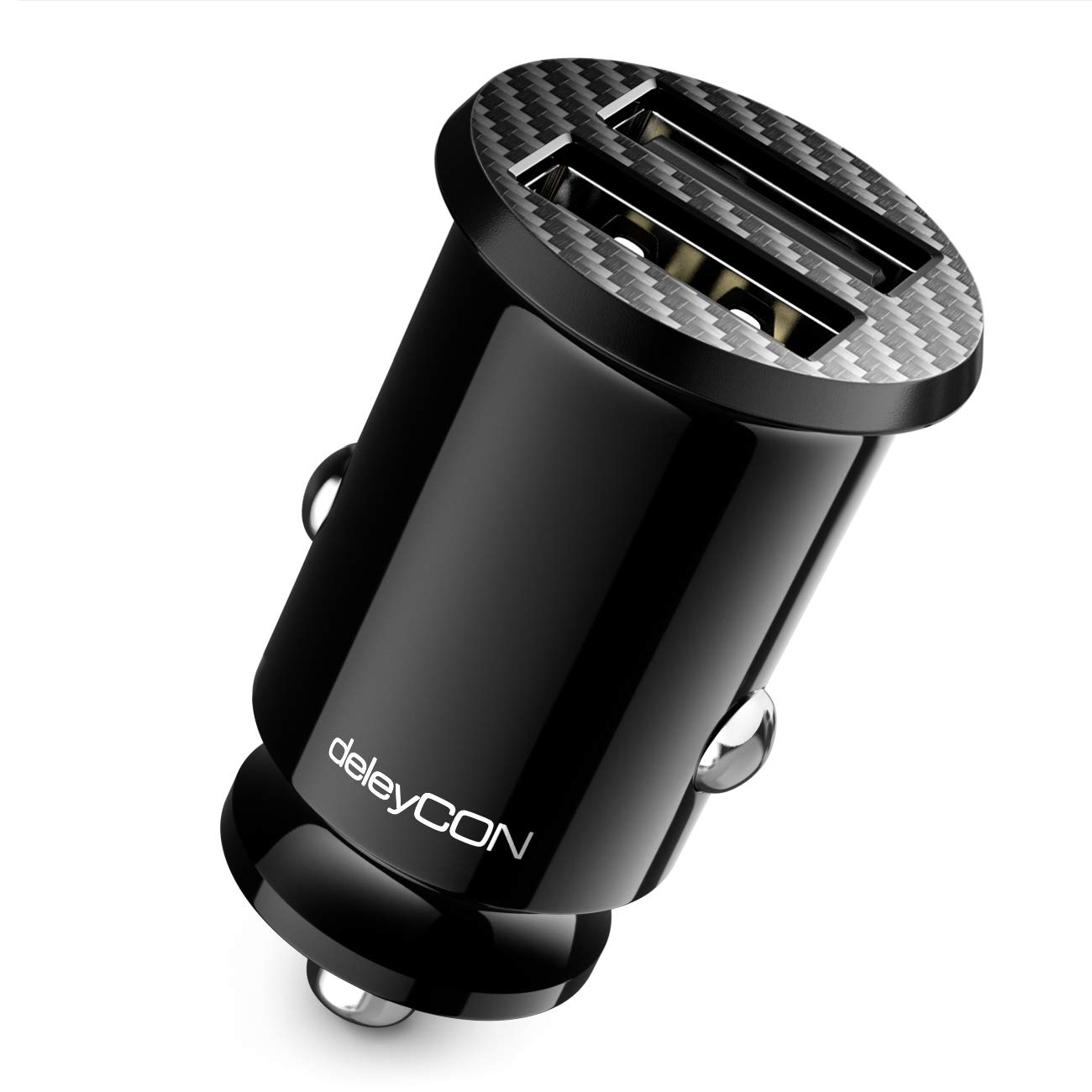 deleyCON 2.4A Cigarette Lighter USB Charger - 2400mA Quick Charging 2-Port USB - Mini Vehicle/Car Charger
