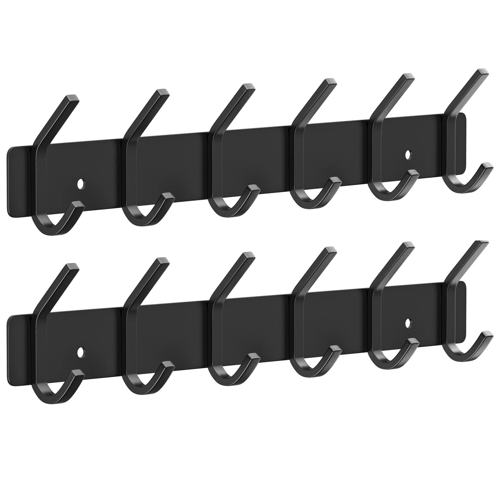 Photo 1 of VAEHOLD Wall Hooks Coat Hooks Wall Mounted, Coat Rack with 6 Double Hooks for Hanging Towel Hat Coat Robe Bag Key for Bathroom Kitchen Bedroom 2 Pack