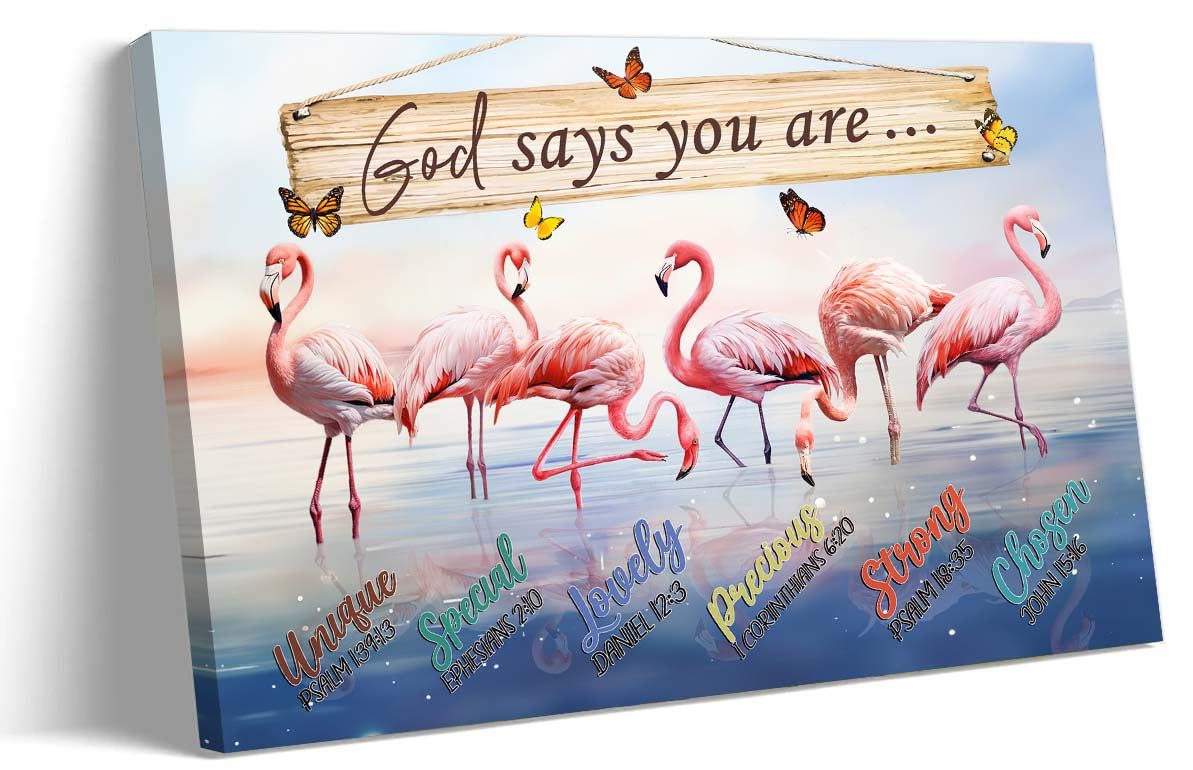 Photo 1 of Strofupp Flamingo Wall Art God Says You Are Bible Scripture Wall Decor Prints Framed Motivational Quotes Pictures Artwork 08x12 inches