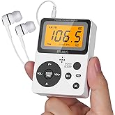 PRUNUS J-159 Pocket AM FM Radio Portable with Stereo Earphone, Gifts for Dad and Mom, Battery Operated Radio by 2 AAA,Manual Preset,Lock Key Radios,Sleep Timer,Mini Radios,Digital(No Speaker)