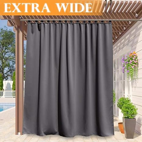 ryb home outdoor curtains long patio privacy waterproof outside curtains block sun exposure energy saving drape for pergola corridor gazebo width