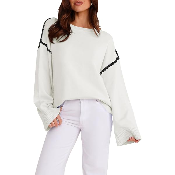 thumbnail interactive-video image 1 of Casual Solid Oversized Sweaters Women Autumn Winter 2020 Round Neck Knitted Pull 1 of 14